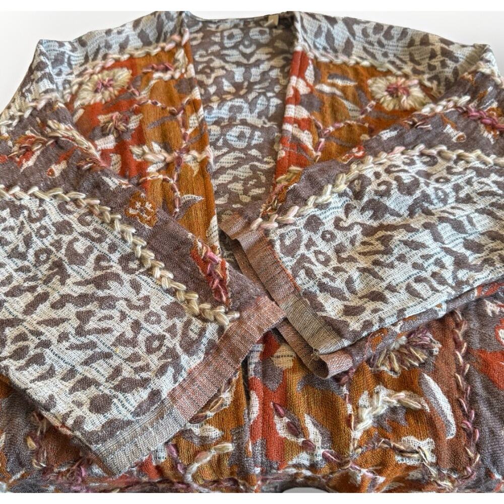 Soft Surroundings Pasha Pumpkin Wool Leopard Print Cardigan Womens Sz X/XL - Picture 3 of 7